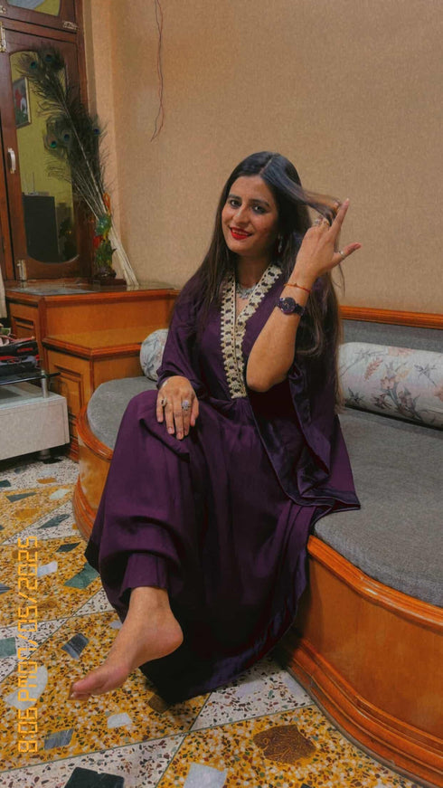 Wine Purple Drape Kaftan Set